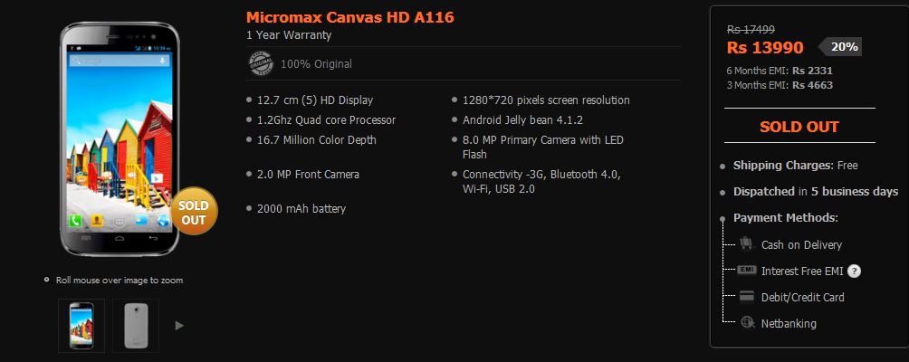 Micromax A116 Canvas 3 Hd Price In India Specifications And