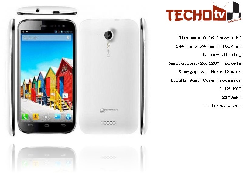 Micromax A116 Canvas HD full specification