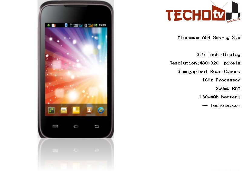 Micromax A54 Smarty 3.5 full specification