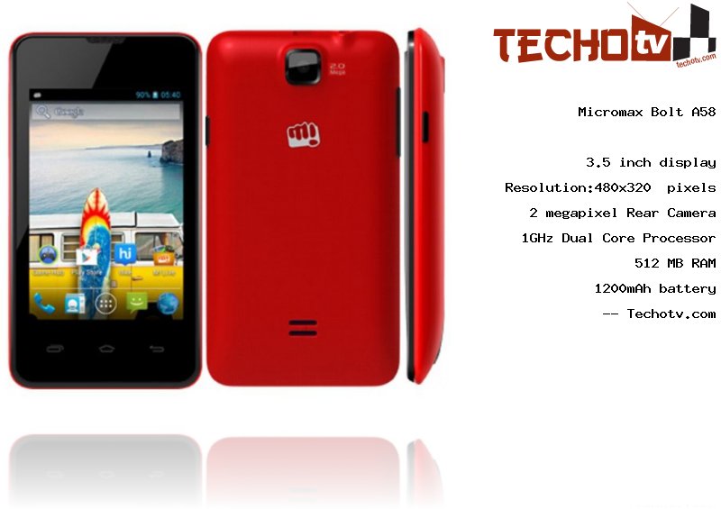 Micromax Bolt A58 full specification