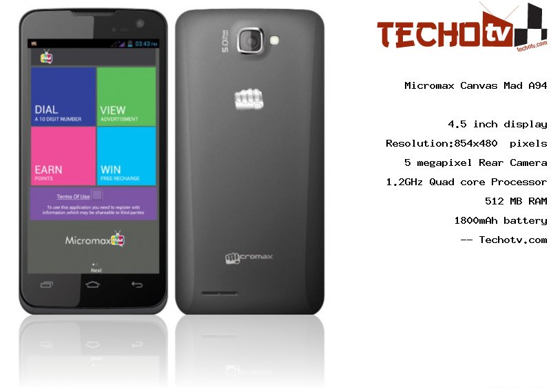 Micromax Canvas Mad A94 full specification