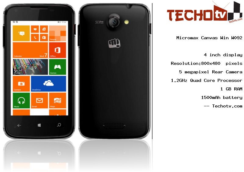 Micromax Canvas Win W092 full specification