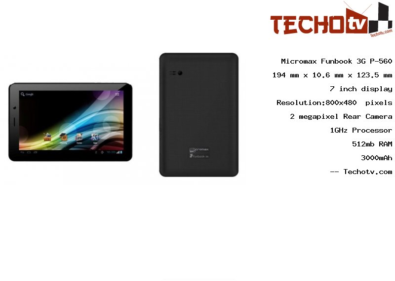 Micromax Funbook 3G P-560 full specification