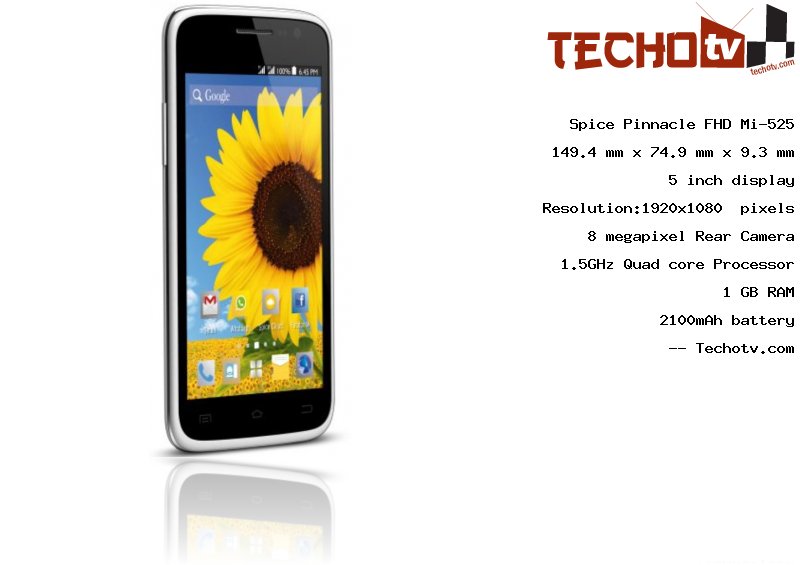 Spice Pinnacle FHD Mi-525 full specification