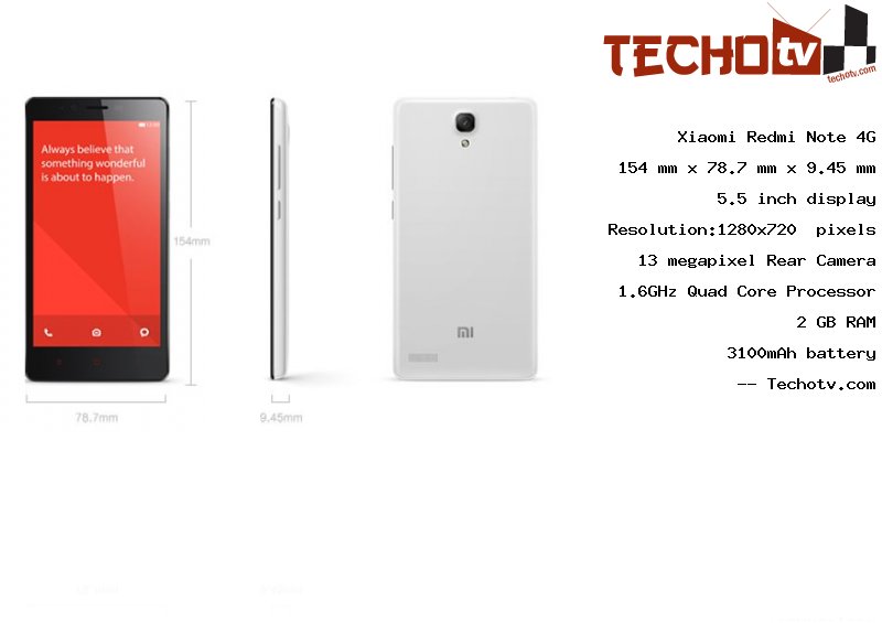 Xiaomi Redmi Note 4G full specification