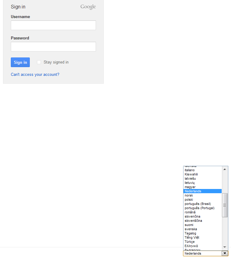 Gmail login page