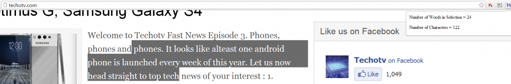 Count Words Of Selected Text In Firefox And Google Chrome Addons