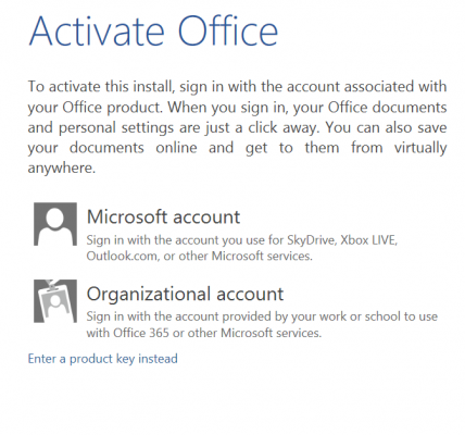 office 2016 activation text