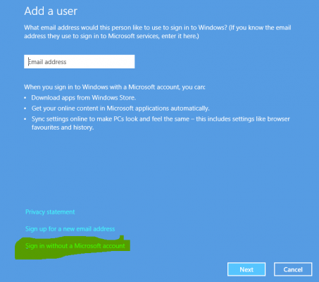 How to create a new local user account on Windows 8 offline user account windows 8 453x400 How to create a new local user account on Windows 8