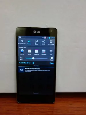 3-LG Optimus G- Notifications panel with shortcuts for Apps and commonly used settings