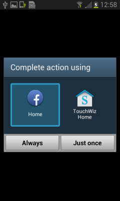 Facebook Home Prompt Screen