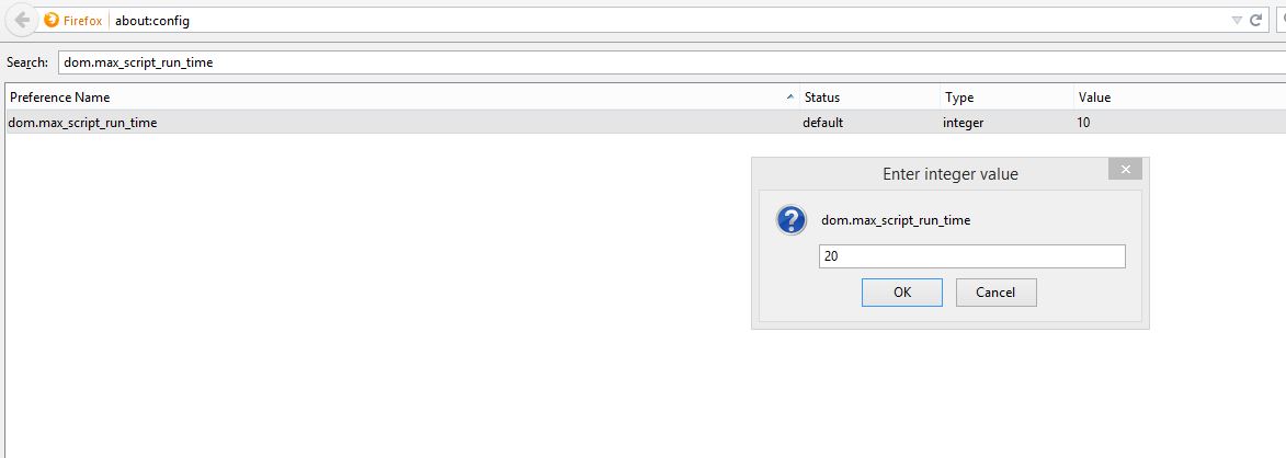 fixing unresponsive script firefox