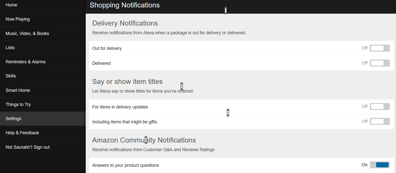 How to Stop Alexa Echo from delivering Amazon Shopping Notification