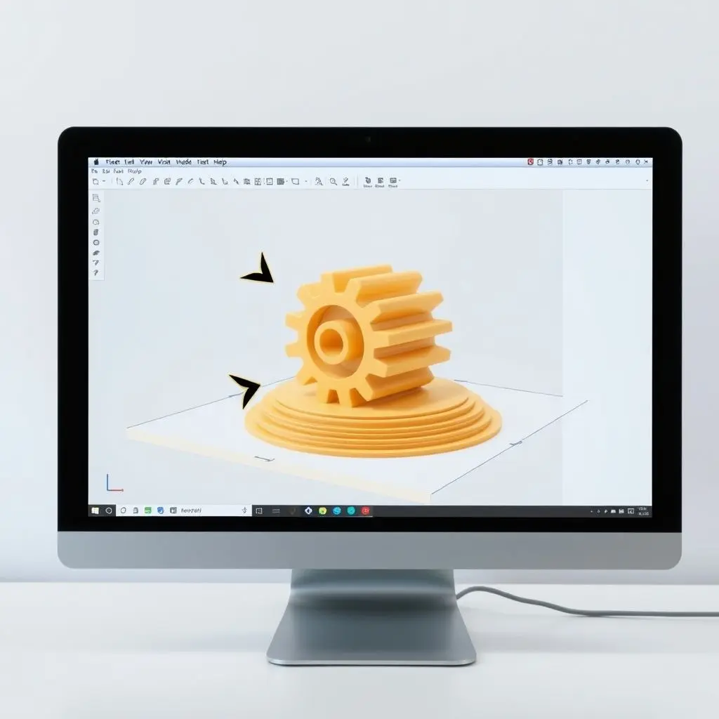Digital 3D model being virtually sliced into numerous horizontal layers by software.