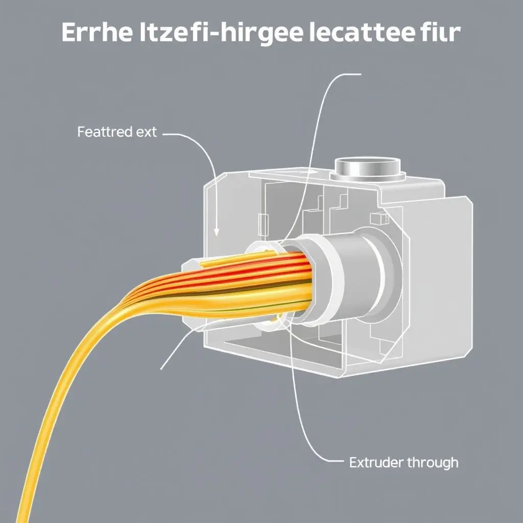 Close-up of a 3D printer extruder and hotend melting filament.