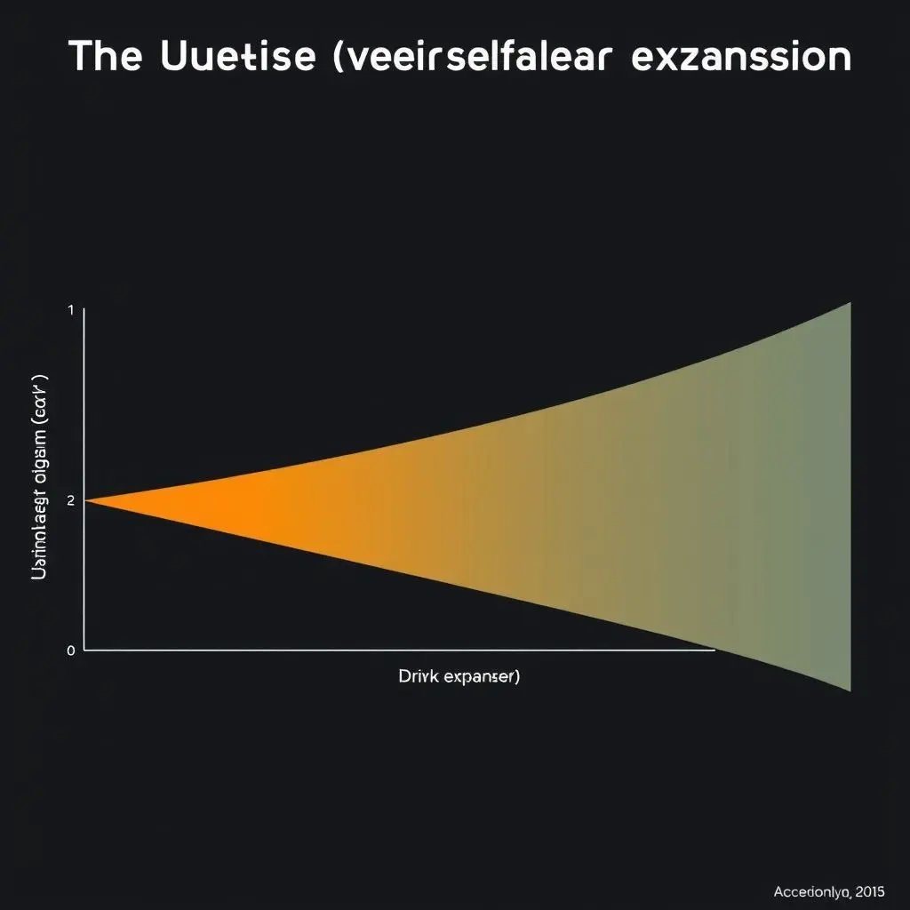 Diagram showing the universe's expansion history, starting with deceleration and then accelerating, with the latter phase attributed to dark energy.