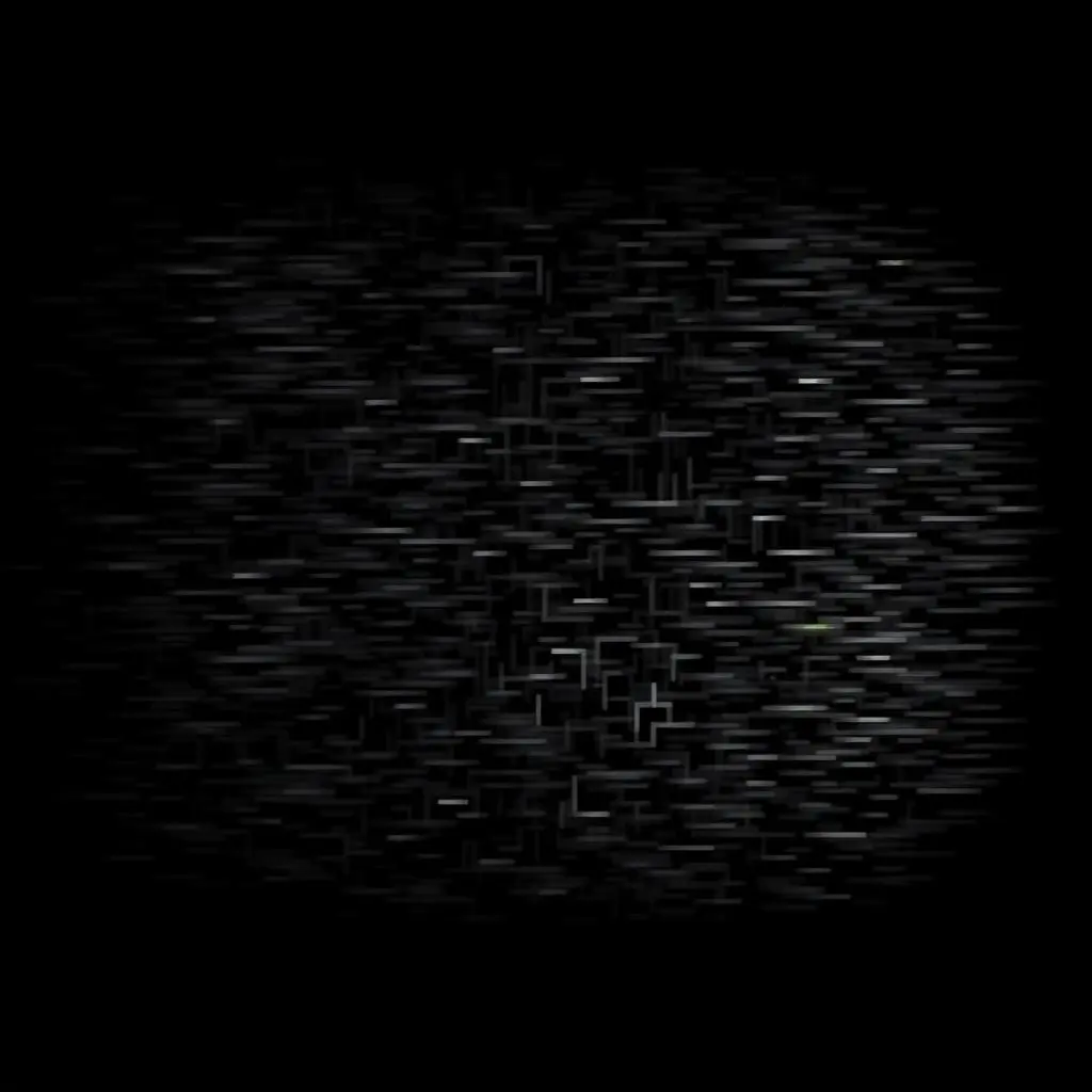 Abstract visualization of chaotic digital noise, resembling TV static.