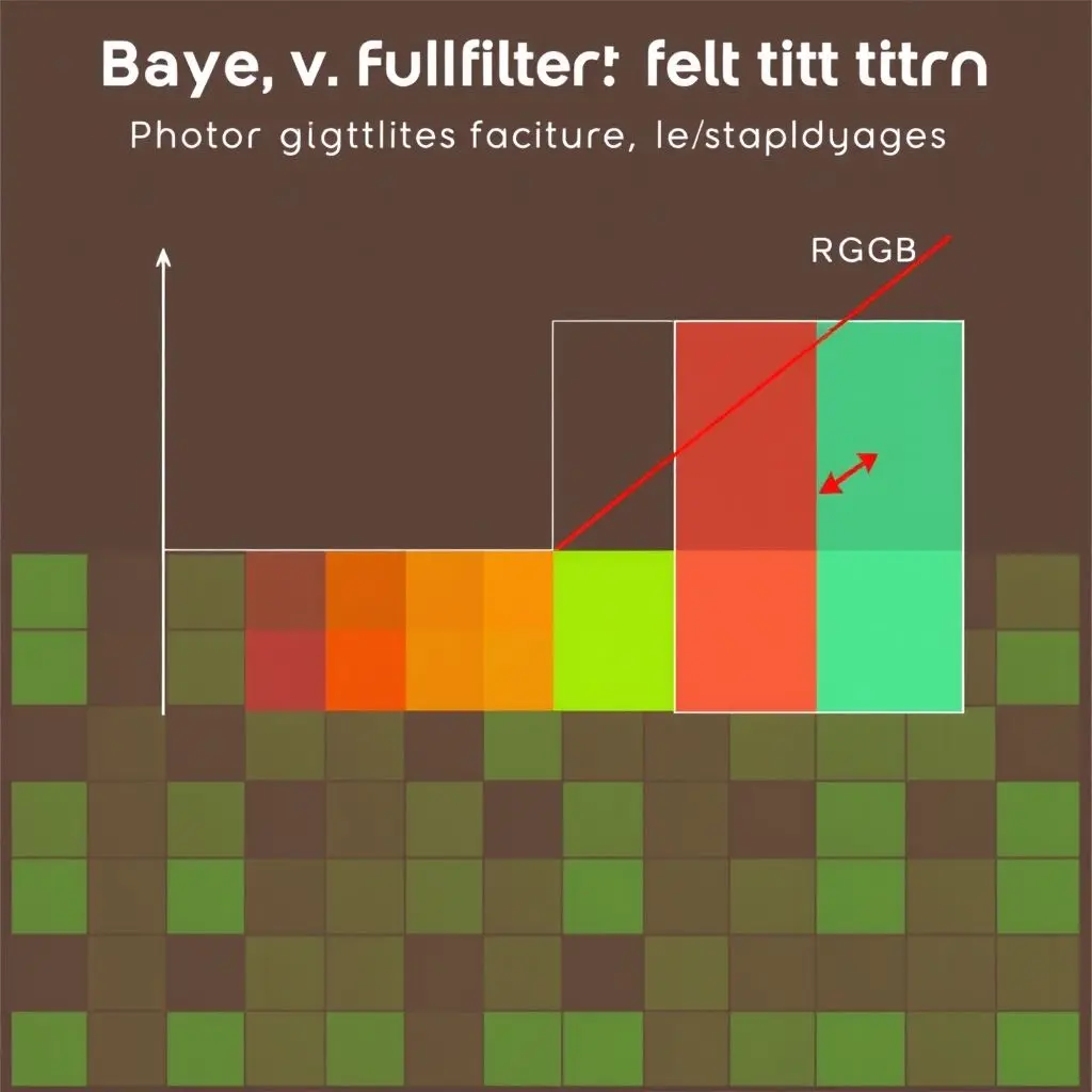 Diagram illustrating the Bayer filter pattern (RGGB) on an image sensor with light passing through.