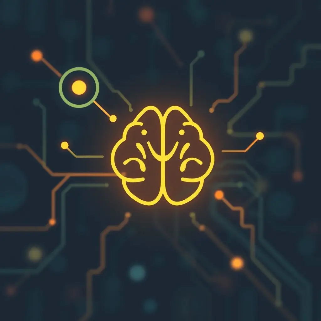 Abstract image depicting data flowing into a stylized human brain icon, representing the concept of information or skill transfer.