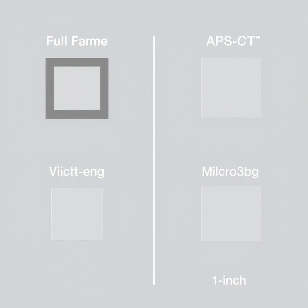 Comparison chart showing different digital camera sensor sizes like Full Frame, APS-C, and Micro Four Thirds.