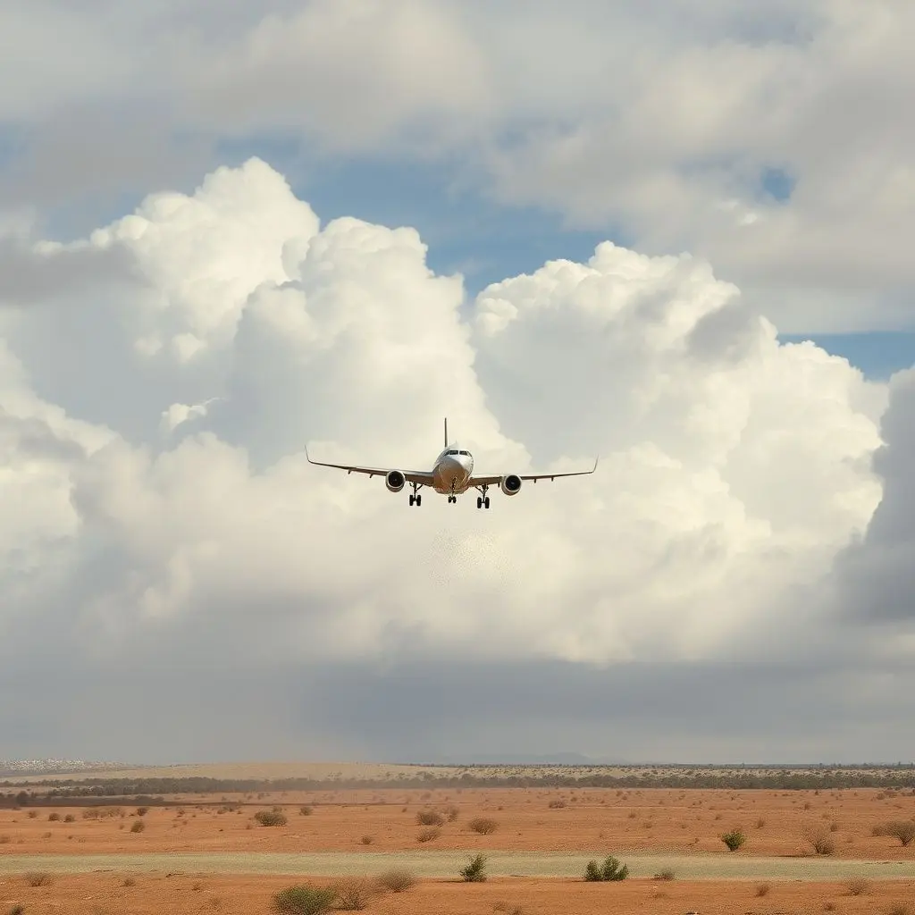 Aircraft seeding clouds over dry land