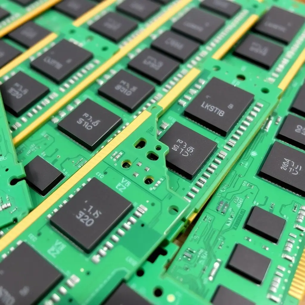 Several sticks of RAM modules, typically green circuit boards with black chips.