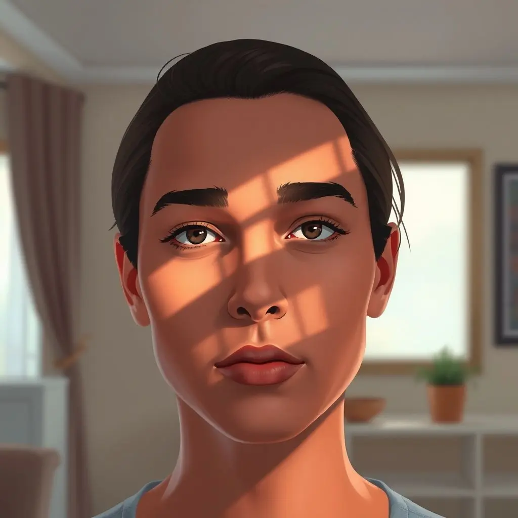 Illustration depicting inconsistent lighting and shadows on a deepfake face that don't match the background.