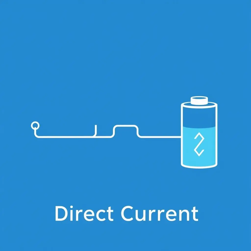 Diagram illustrating Direct Current (DC) electron flow