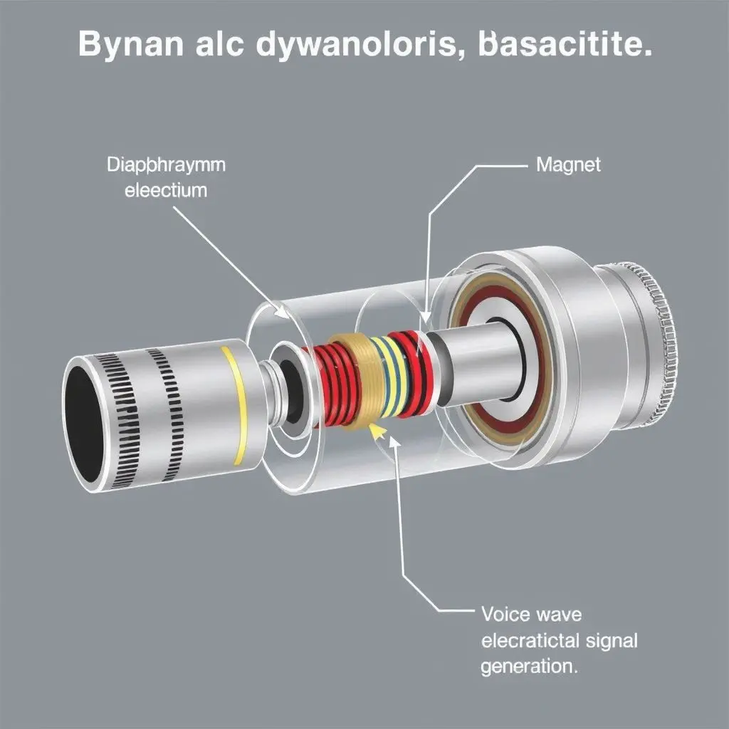 Cutaway diagram illustrating the internal components of a dynamic microphone