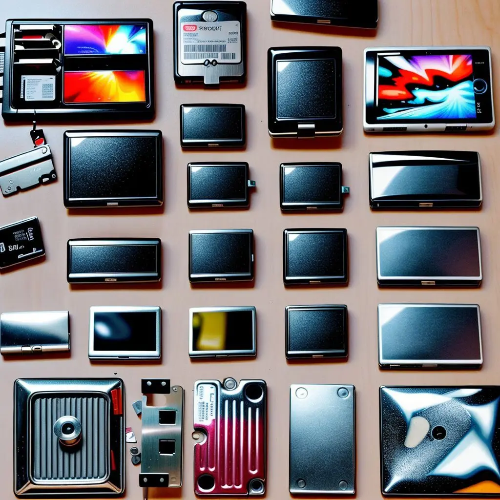 Collage showing various harmless everyday magnets (fridge magnet, phone magnet) next to a laptop or hard drive.