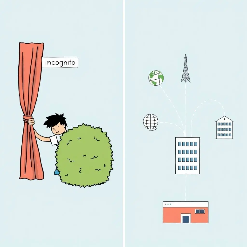 Split image showing a person attempting to be invisible on one side, and clearly visible on the other with network lines