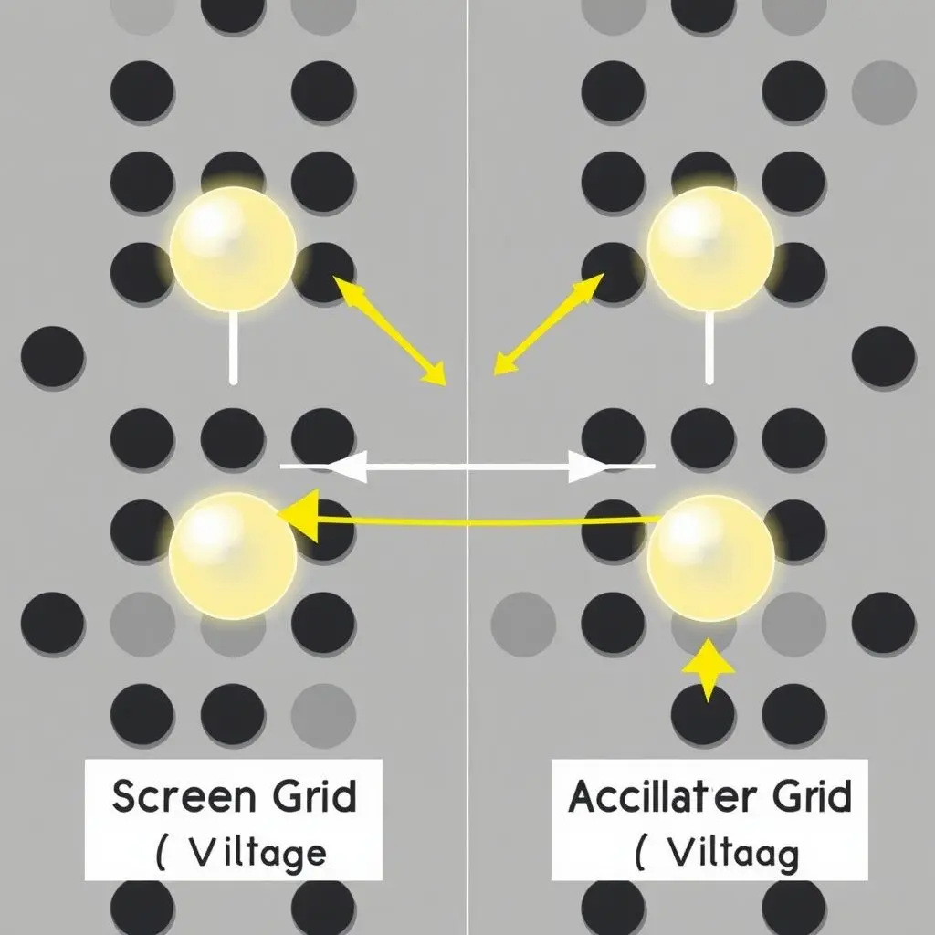Diagram illustrating the electric grids accelerating ions