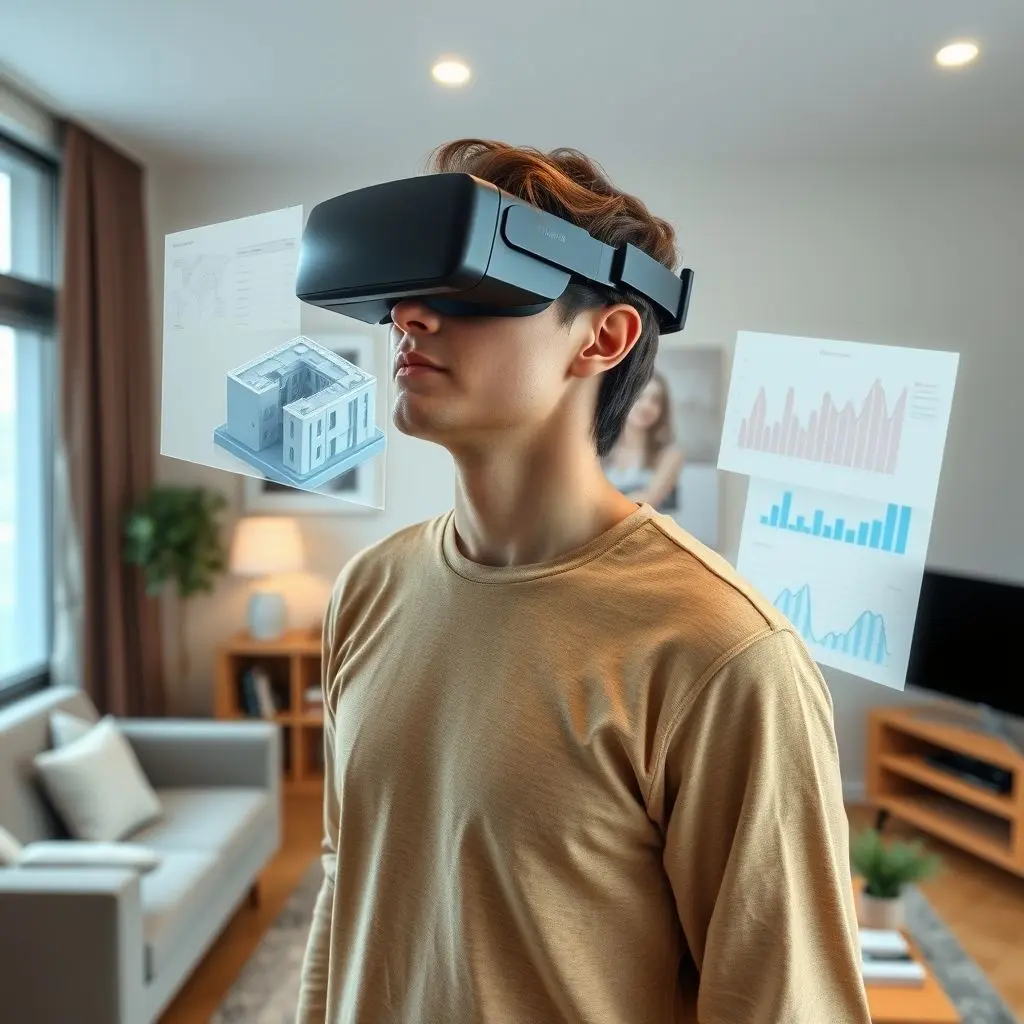 Person wearing a mixed reality headset interacting with a complex virtual object anchored into their real-world office environment.