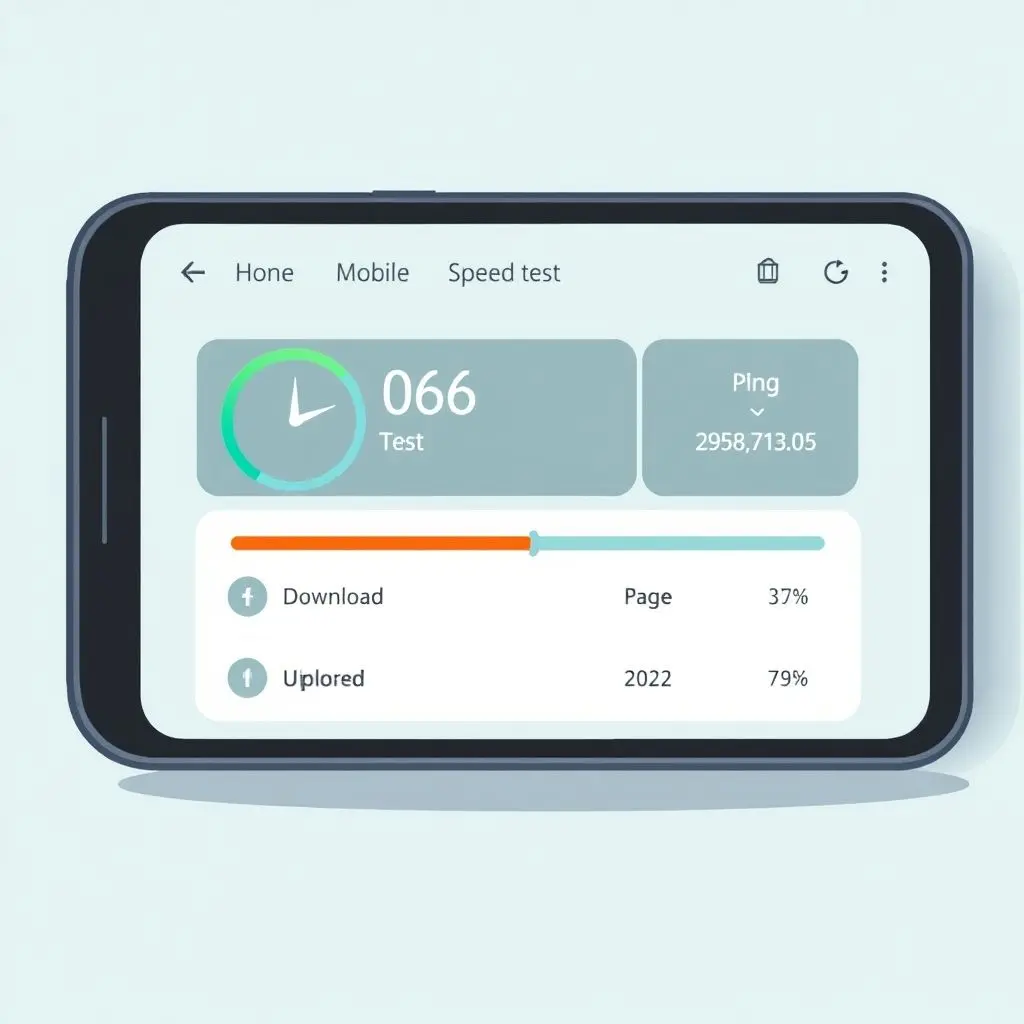 Illustration of a phone screen displaying results of a speed test app