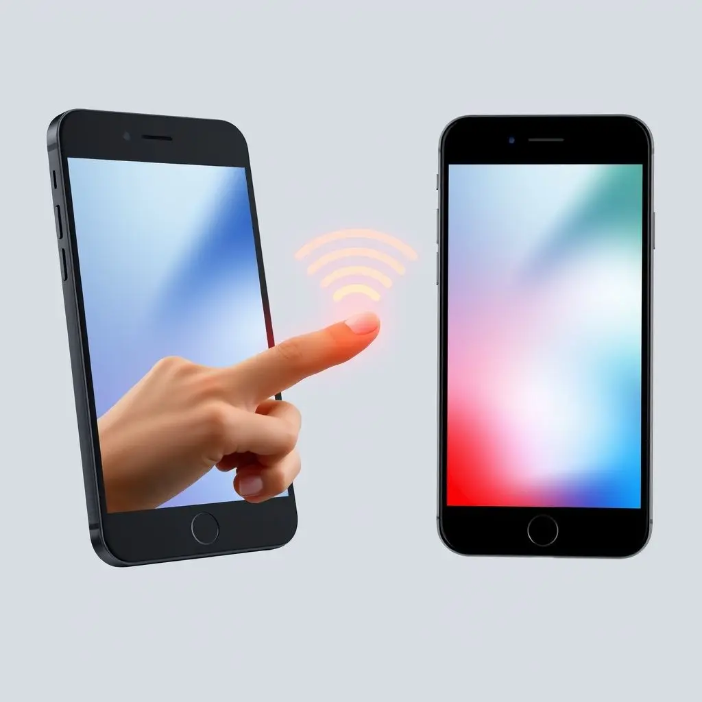 Two smartphones tapping together to share information via NFC.