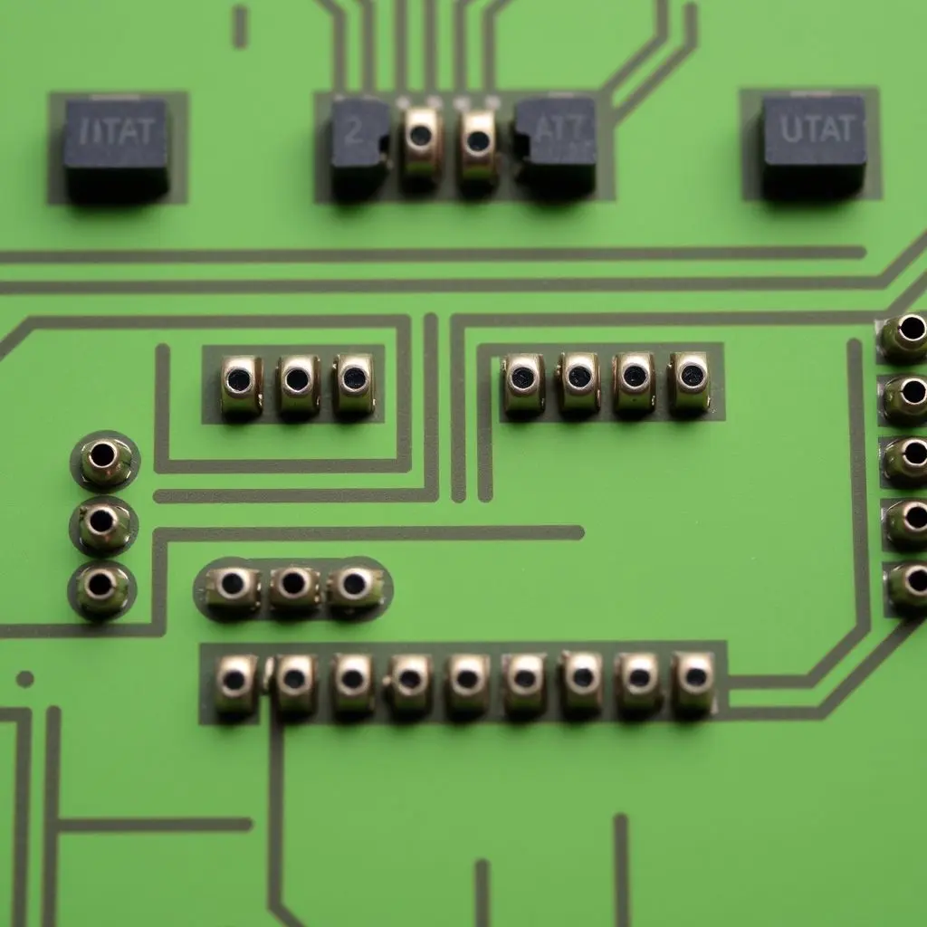 A close-up view of a Magnavox Odyssey circuit card used to select a game