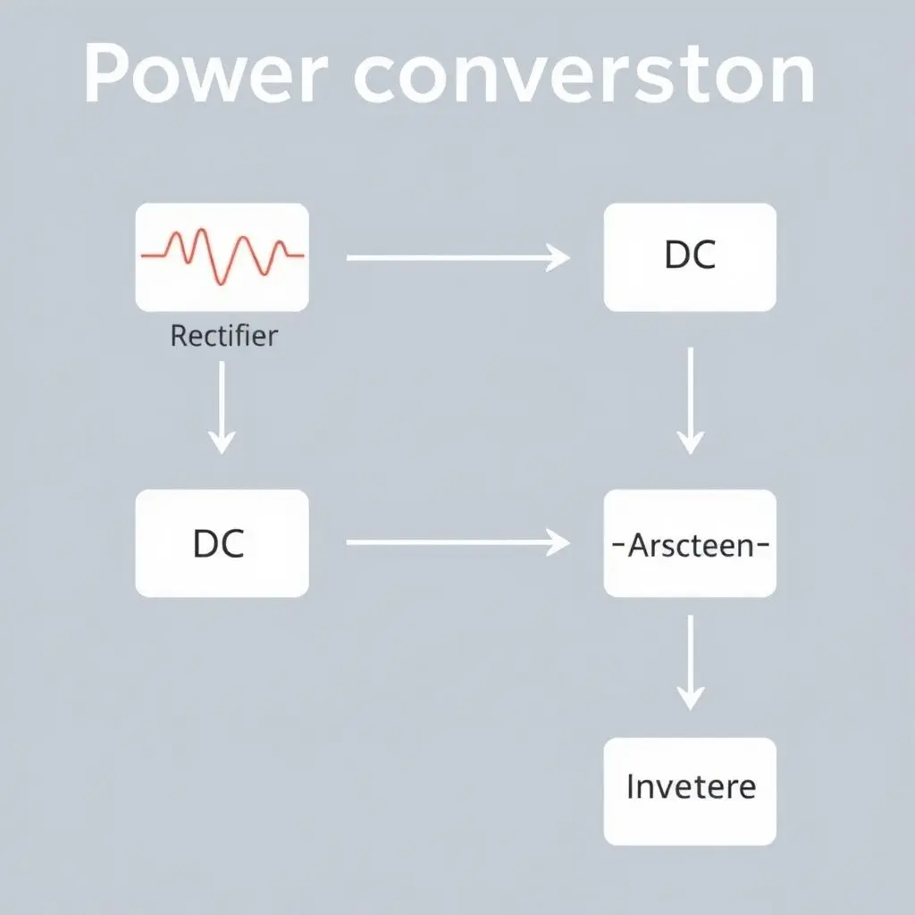 Diagram showing AC to DC rectification and DC to AC inversion