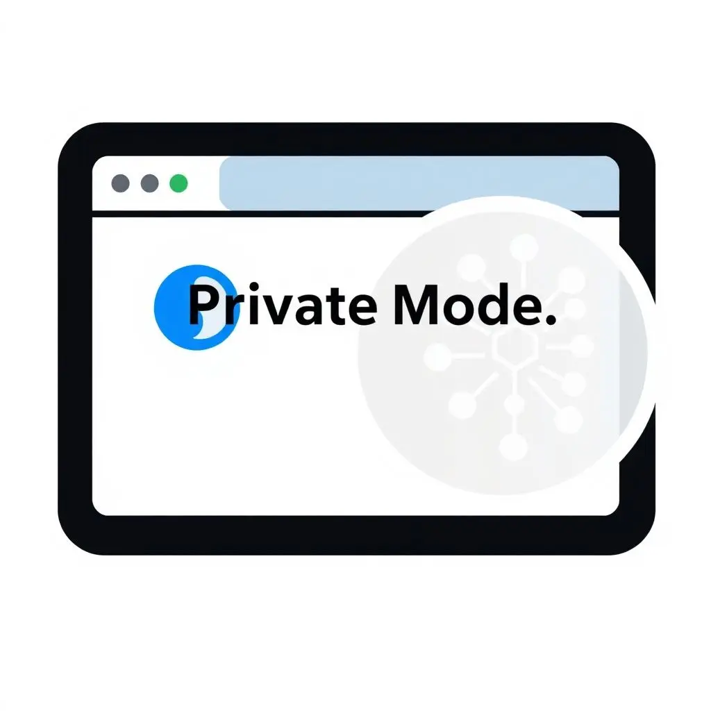 A browser window with 'private mode' on, but with an ISP icon hovering over it, indicating visibility