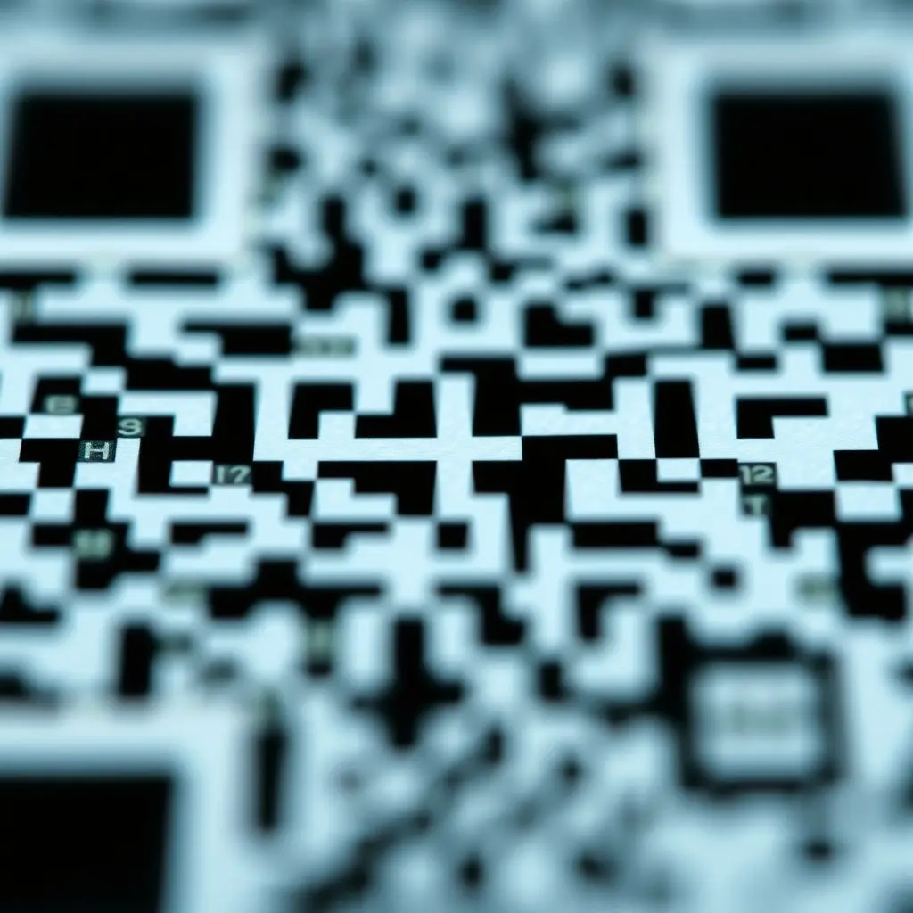 Detailed view of a QR code highlighting its patterns