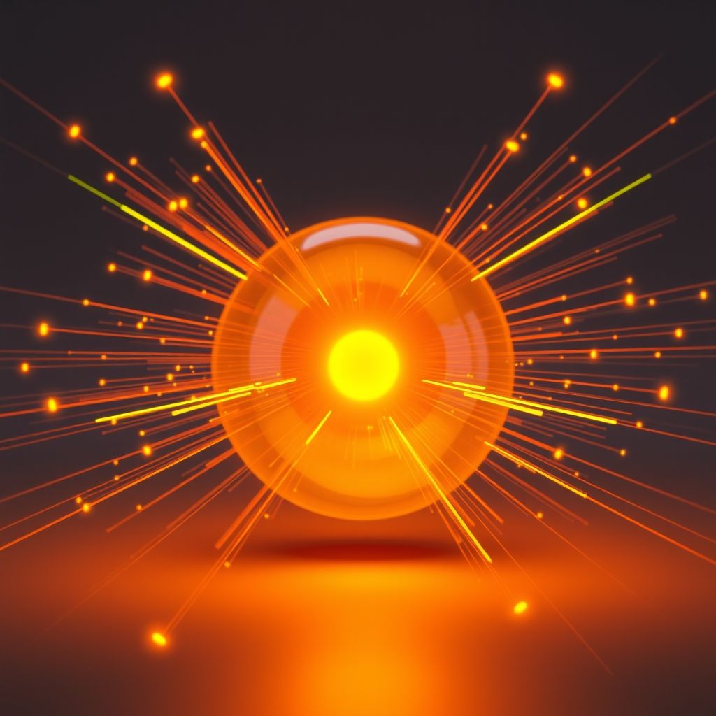Glowing sphere representing a qubit in superposition, showing blended states of 0 and 1.