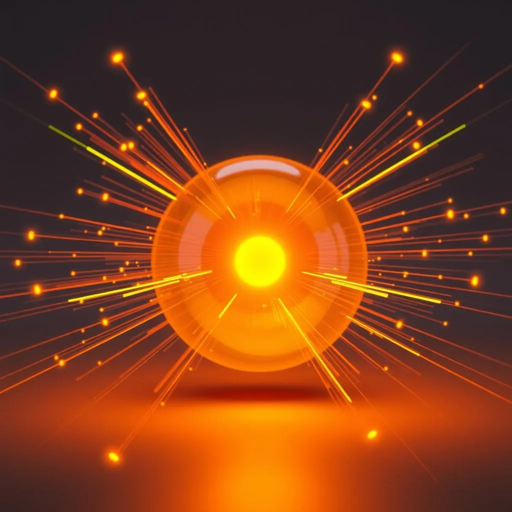 Glowing sphere representing a qubit in superposition, showing blended states of 0 and 1.