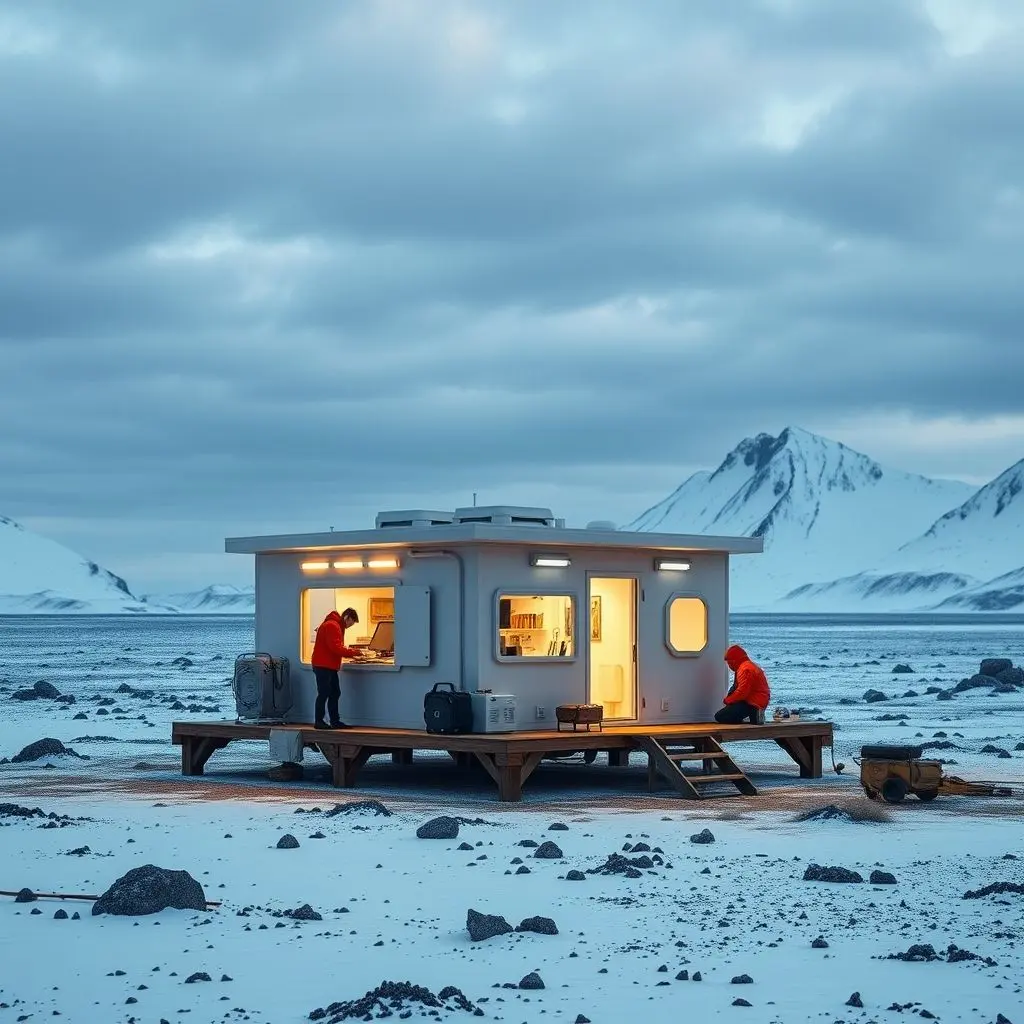Remote research station powered by a compact long-life battery.