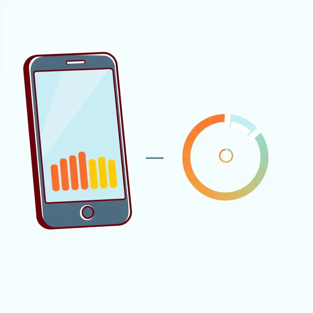 Illustration showing strong signal bars on a phone but slow internet loading on the screen