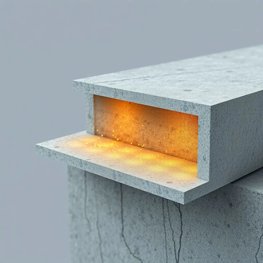 Concept image showing tiny smart dust motes embedded within a concrete bridge, monitoring its structural integrity wirelessly.