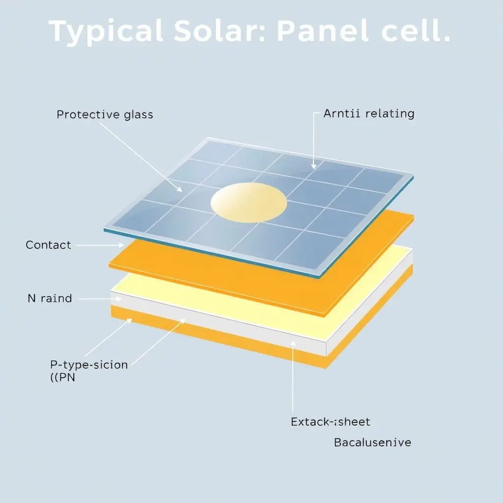 Diagram showing the different layers within a solar panel cell