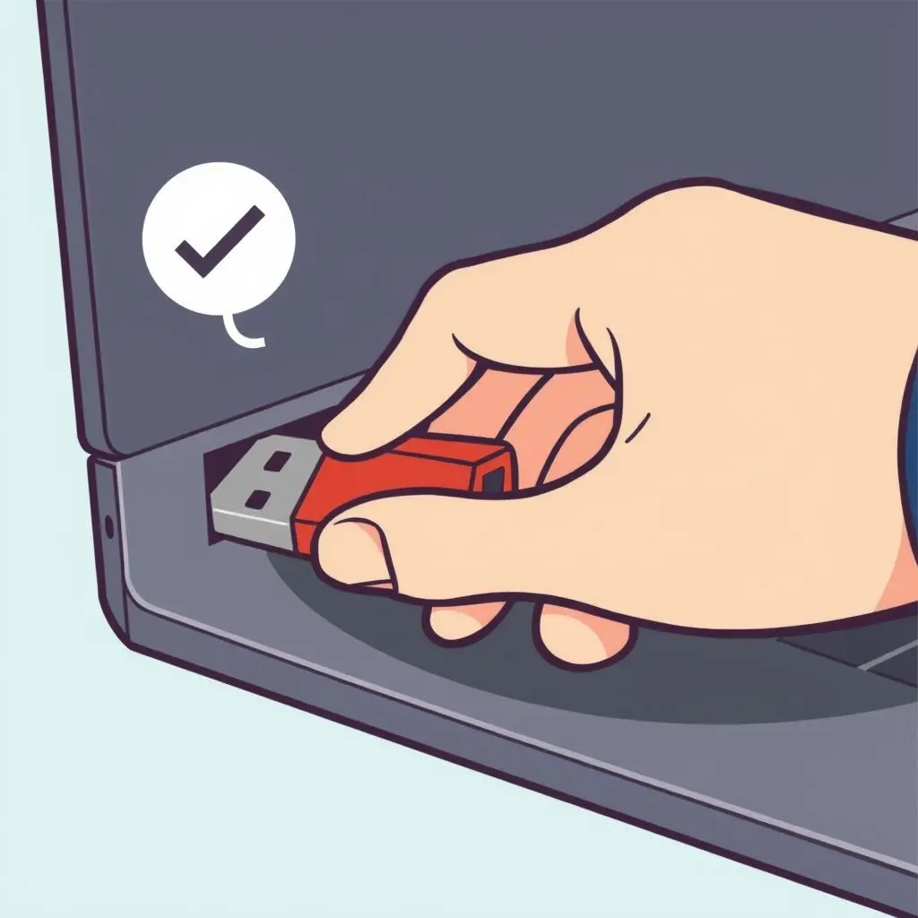 Illustration depicting a USB drive being safely removed without the Safely Eject icon.