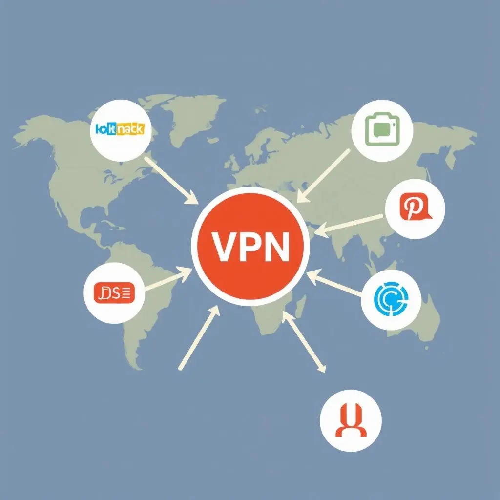 World map showing how a VPN can help access geo-restricted content from different regions.