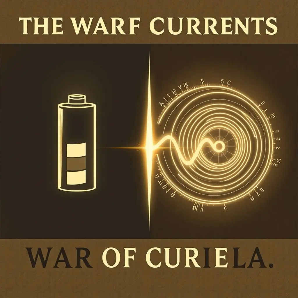Conceptual art representing the War of Currents between AC and DC