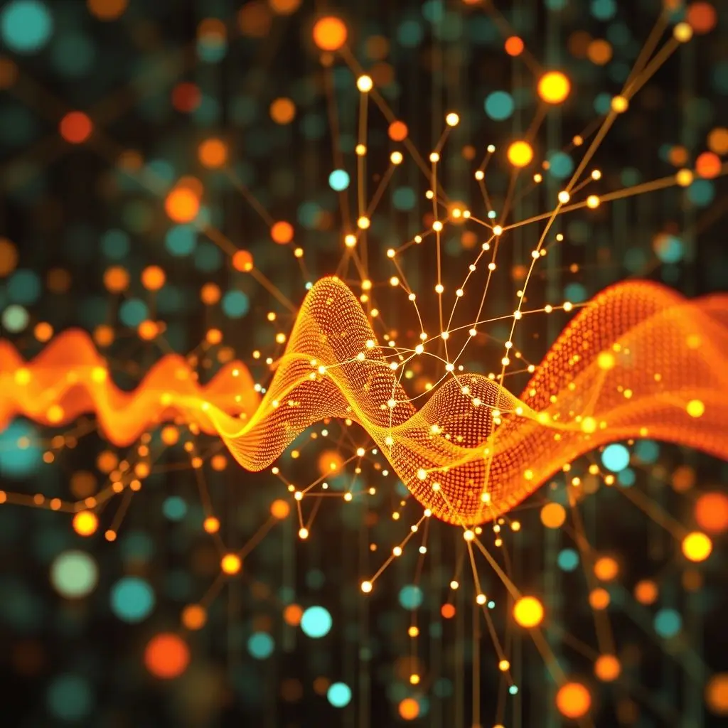 Abstract visualization of AI analyzing musical data and trends.