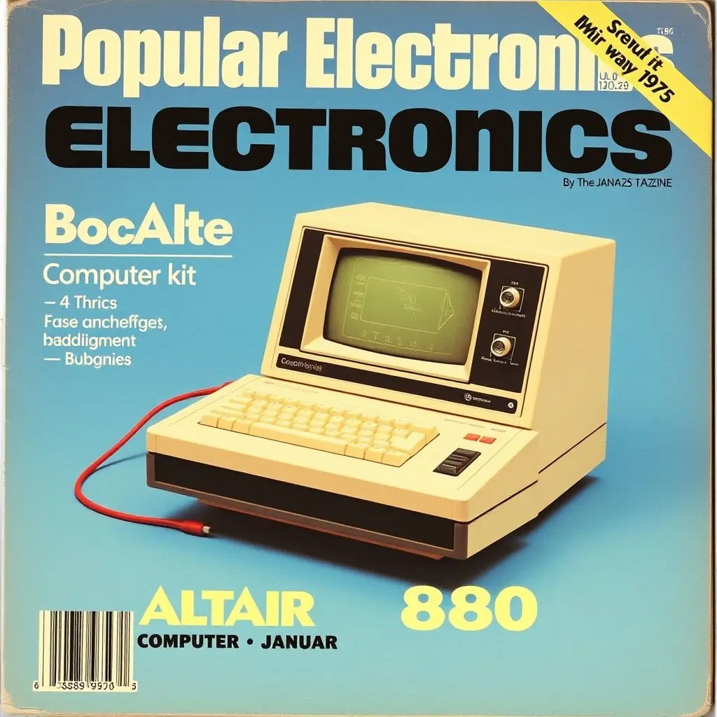Original Popular Electronics magazine cover featuring the Altair 8800 computer kit